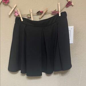 Black Mini Pleated Skater Skirt for Work